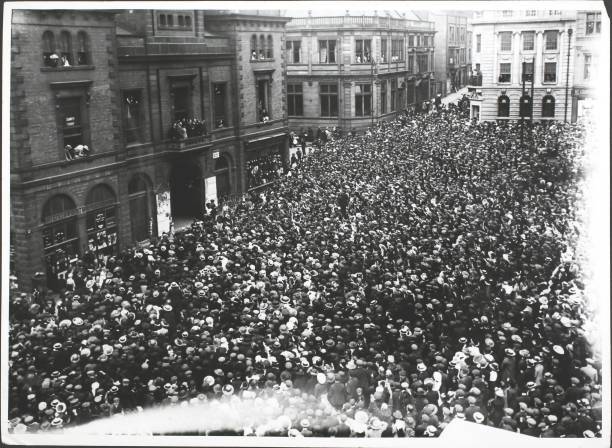 The vast crowd in Chesterfield Market Place UK OLD PHOTO
