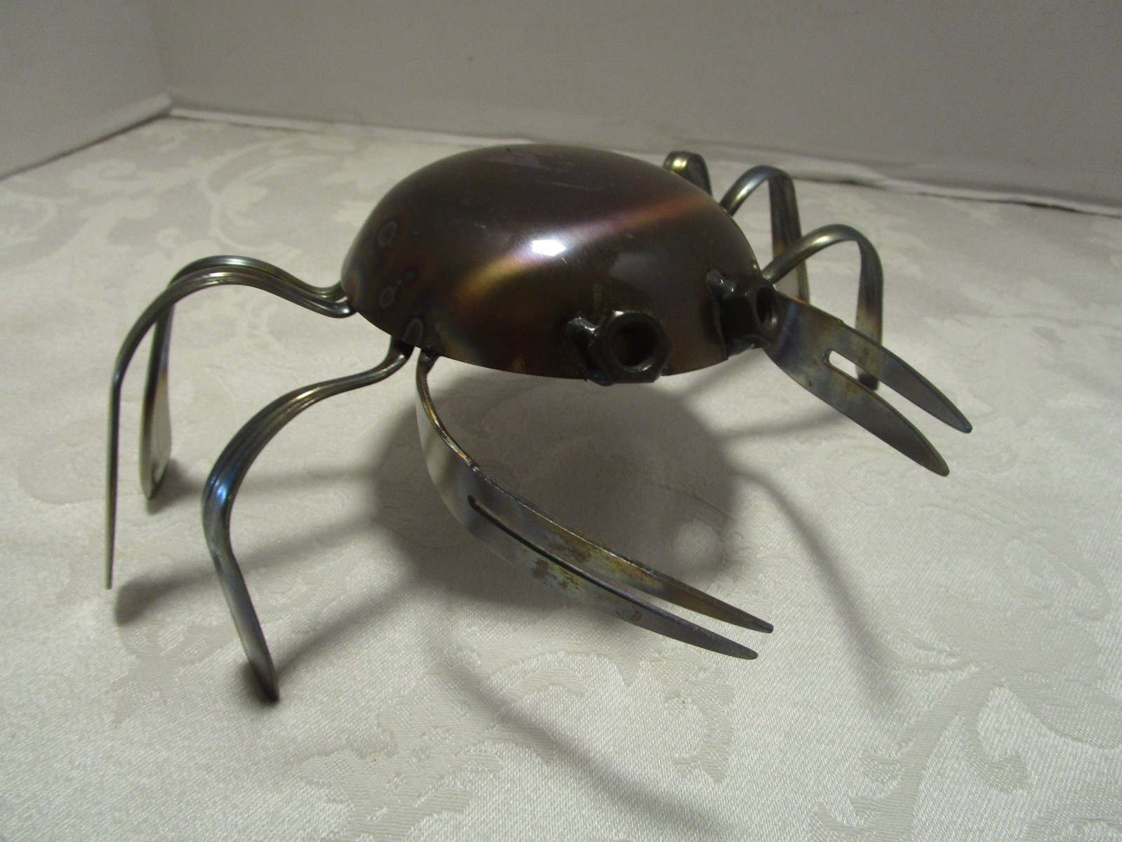 Repurposed metal Art CRAB Sculpture Handcrafted Artisan Welded 8.25