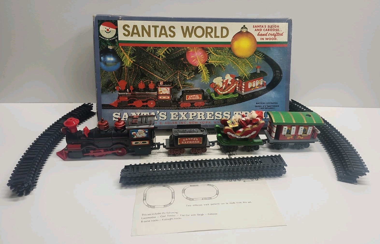 Vintage Kurt Adler Santas World Santas Express Christmas Train Set Box UNTESTED