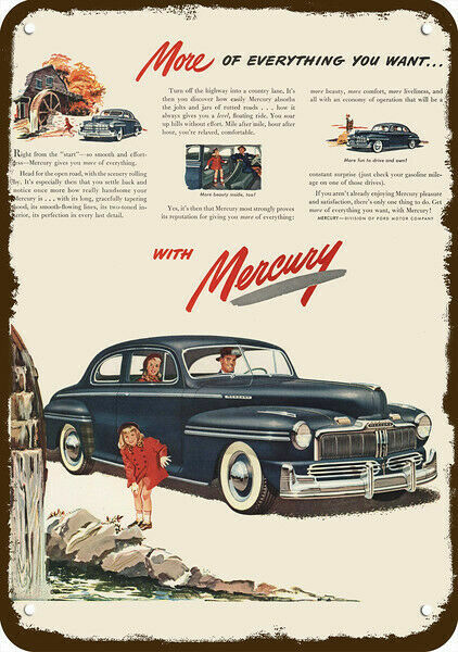 1947 MERCURY Car Vintage-Look-Edge DECORATIVE REPLICA METAL SIGN