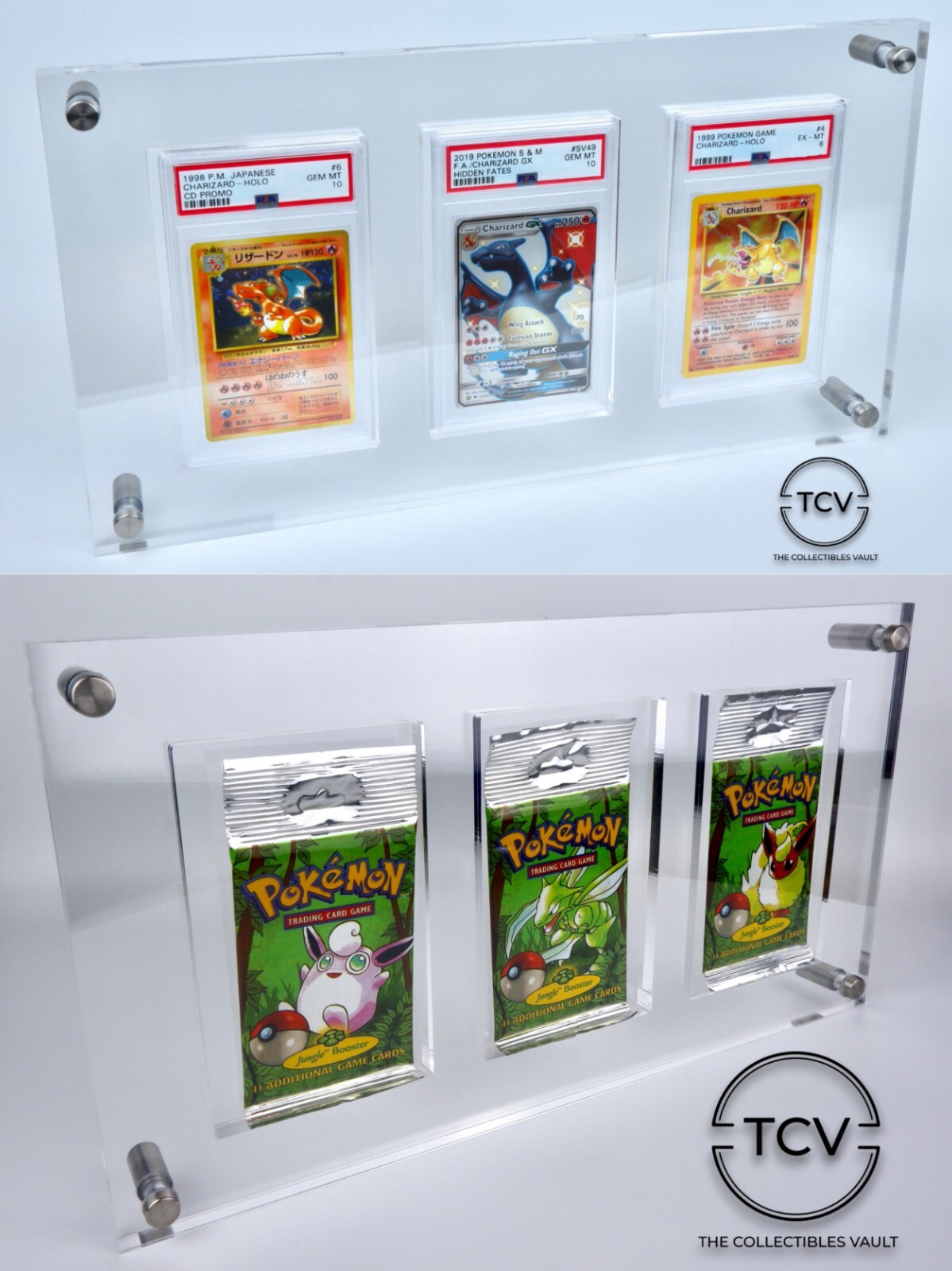 Triple Graded Card/Booster Pack Premium Wall Mounted Display Case (also stands) Triple Graded Card/Booster Pack Premium Wall Mounted Display Case (also stands)