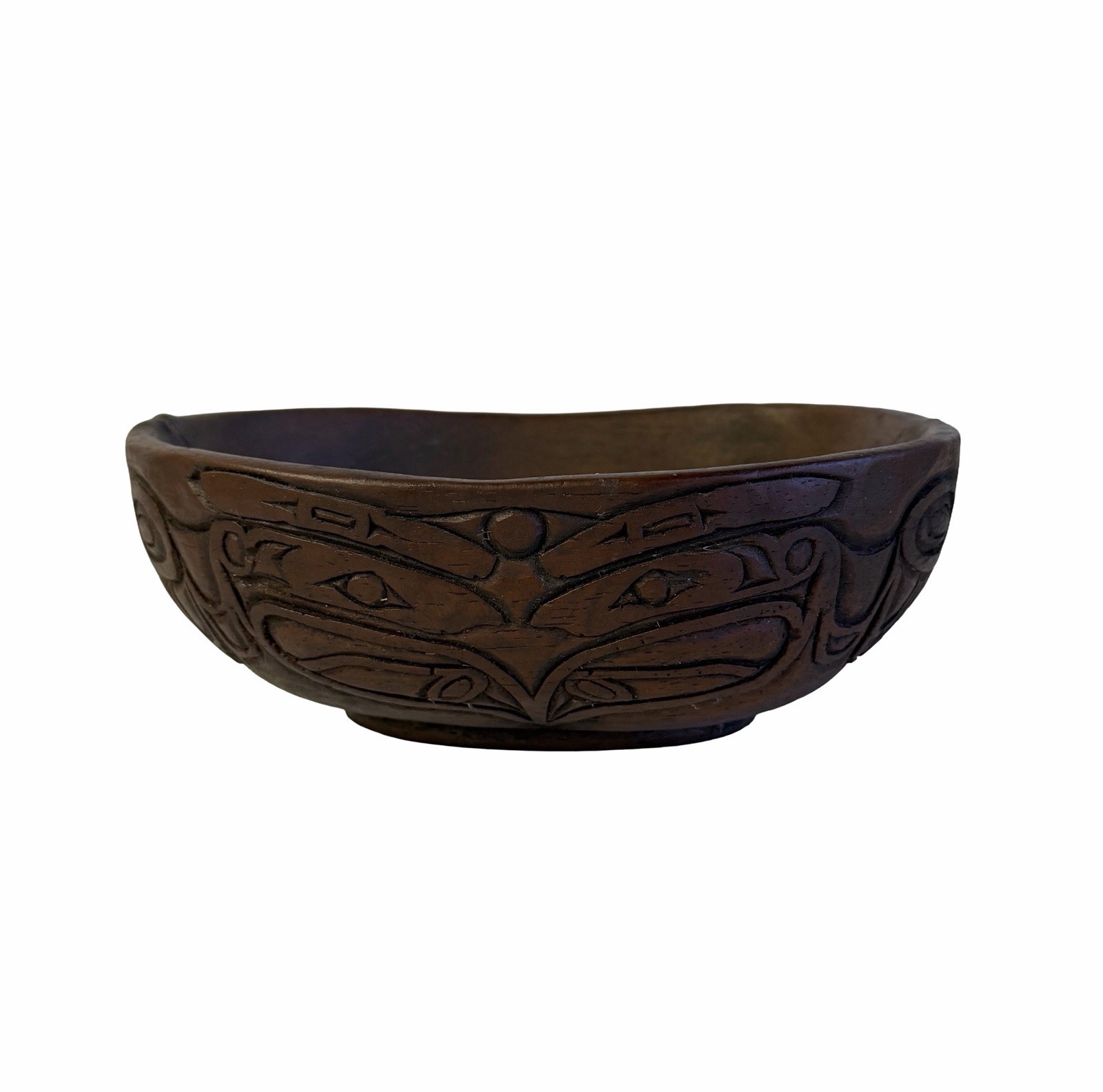 Vintage Haida Northwest Native American Carved Cedar Wood Bowl