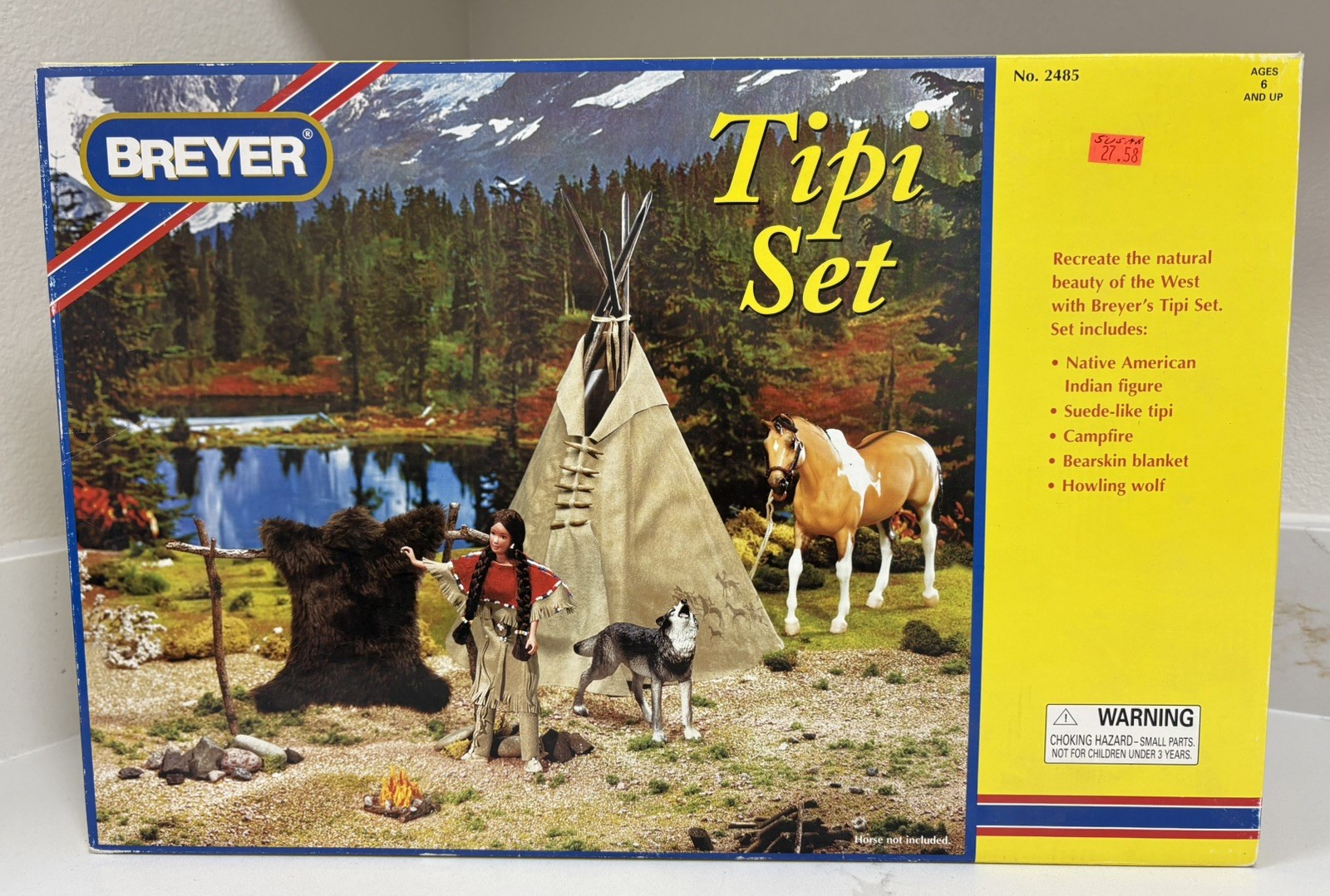 Vintage Breyer Tipi Set #2485 Native American Figure & Wolf New in Box