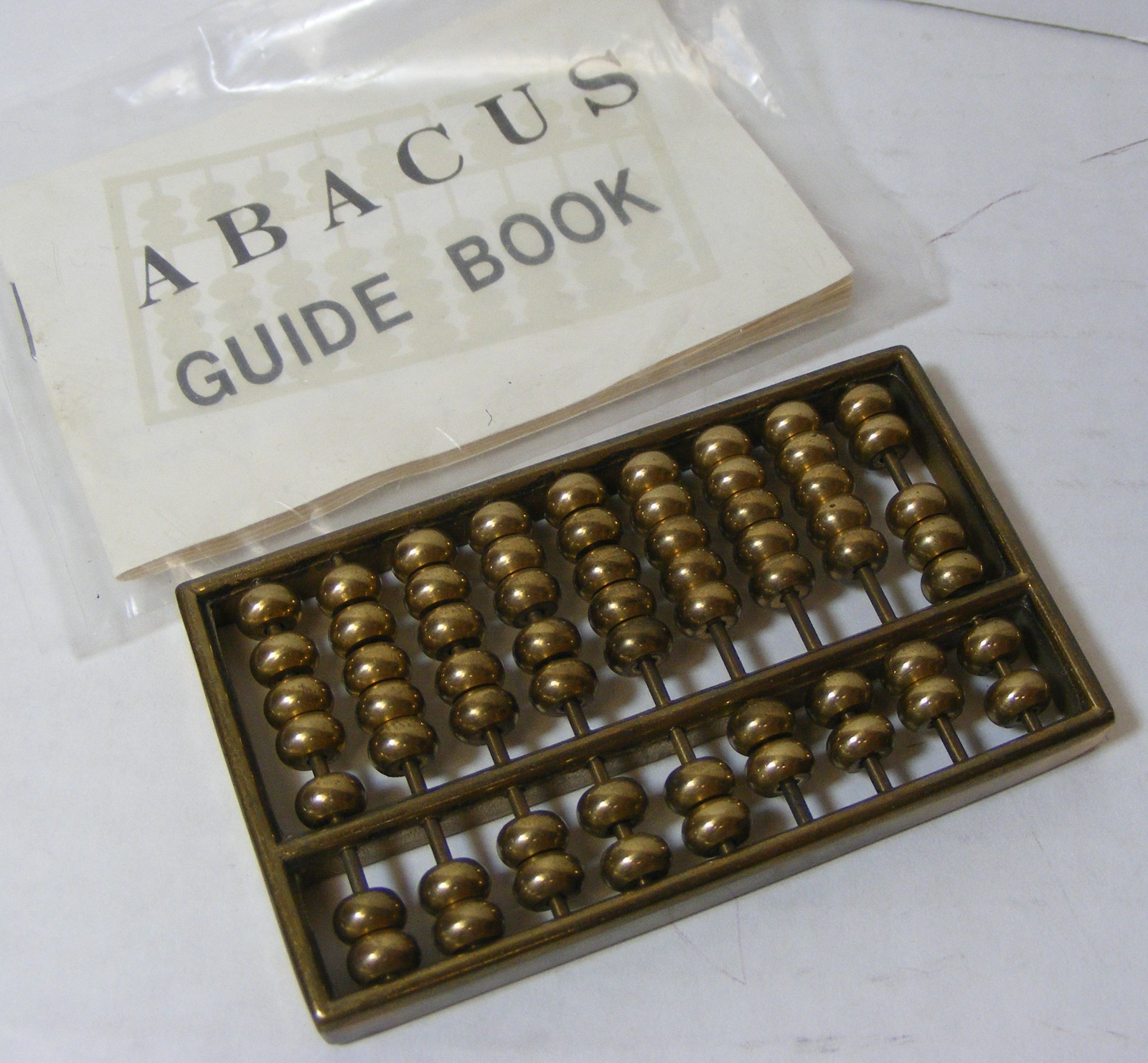 Vintage Miniature Brass ABACUS Small MINI Pocket SIZE for CALCULATING Guide Book