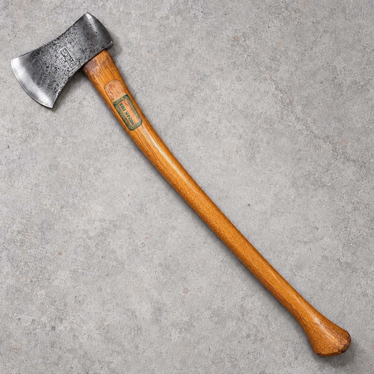 Vintage Plumb Single Bit Axe Box Stamp Indian Fire Hickory Handle 36 in