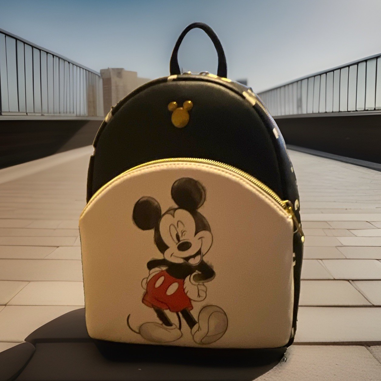 NWT❤️ Loungefly Disney Mickey Mouse Mini Backpack Black White Red Gold