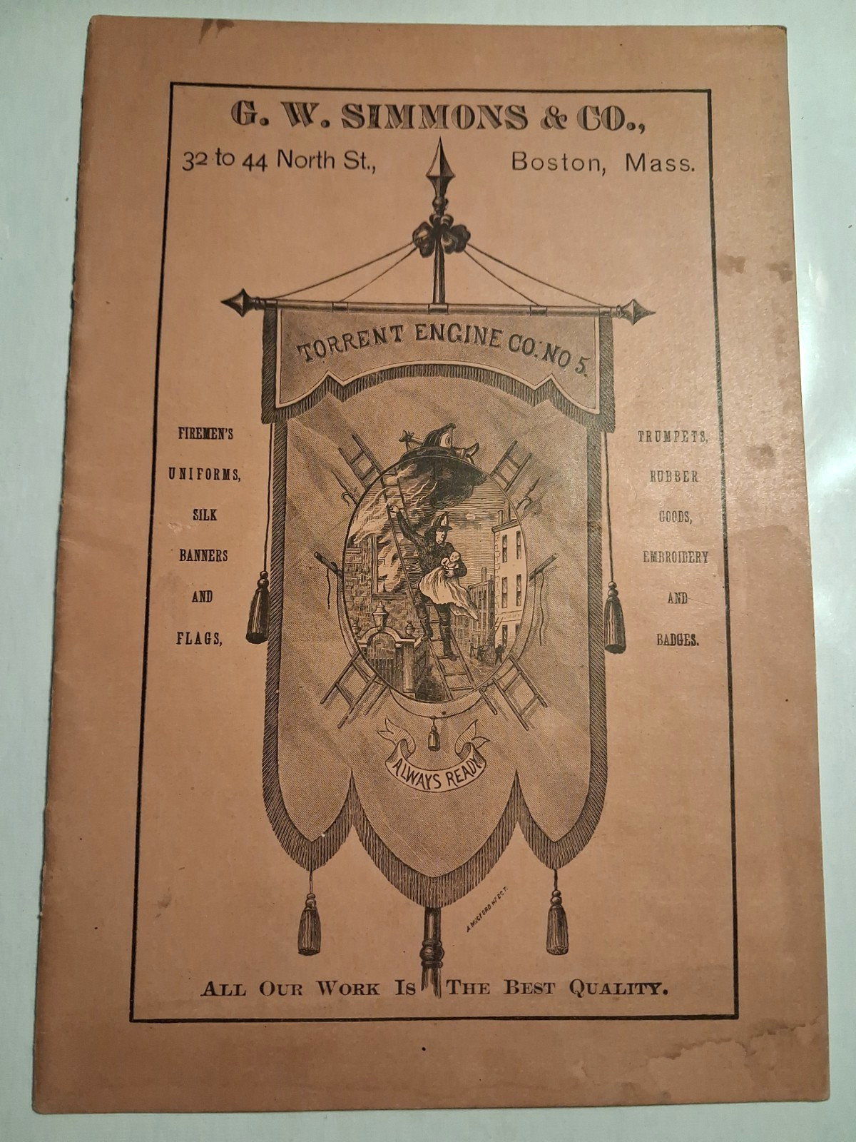  C1870s Fireman's Equipment Catalog G.W.Simmons & Co Boston 40 pages RARE