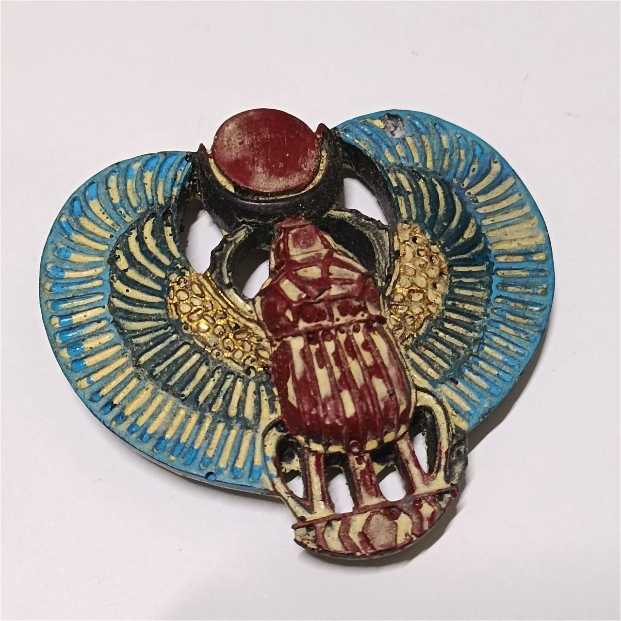 Egyptian Scarab Beetle Blue Gold Red Pharaoh Symbol Collectible Decor Gift