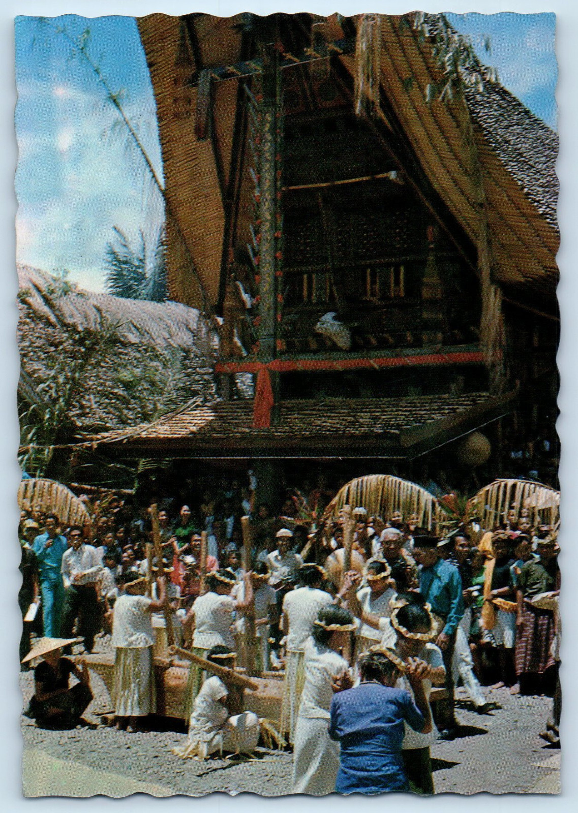 Sulawesi Indonesia Postcard Rice Pounding Dance at Siguntu Toraja Land 1982