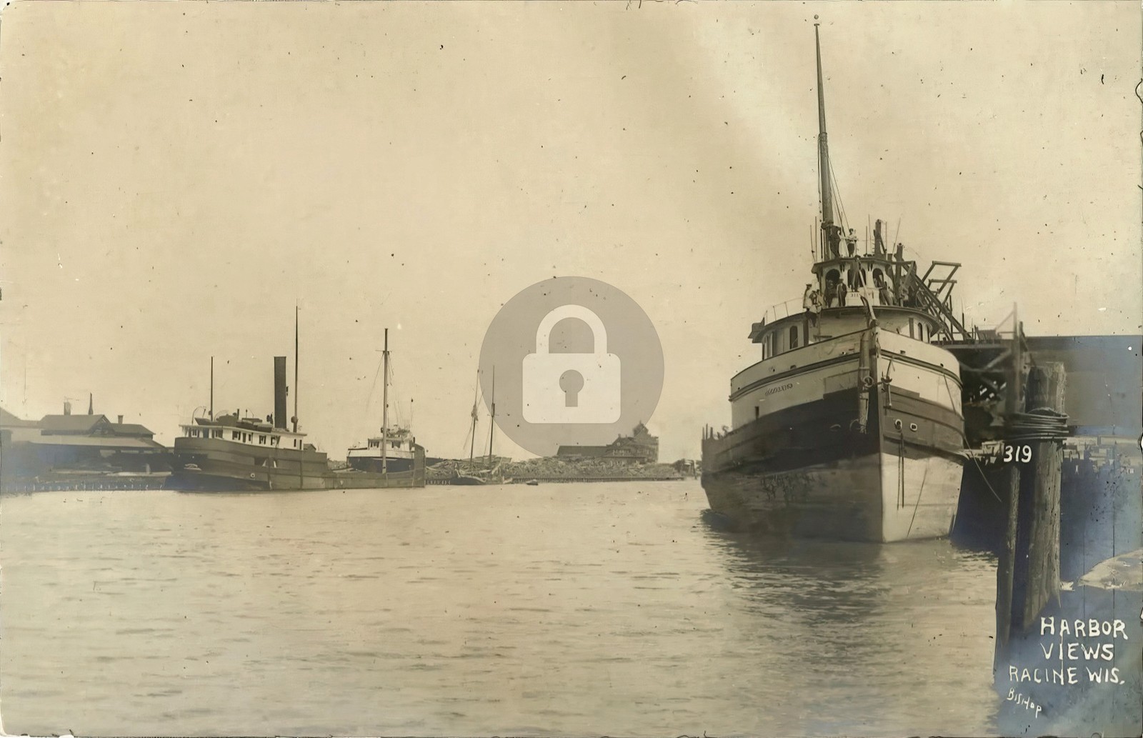 Great Lakes Freighter Ships A. Weston & Joseph L. Hurd Racine WI RPPC COPY