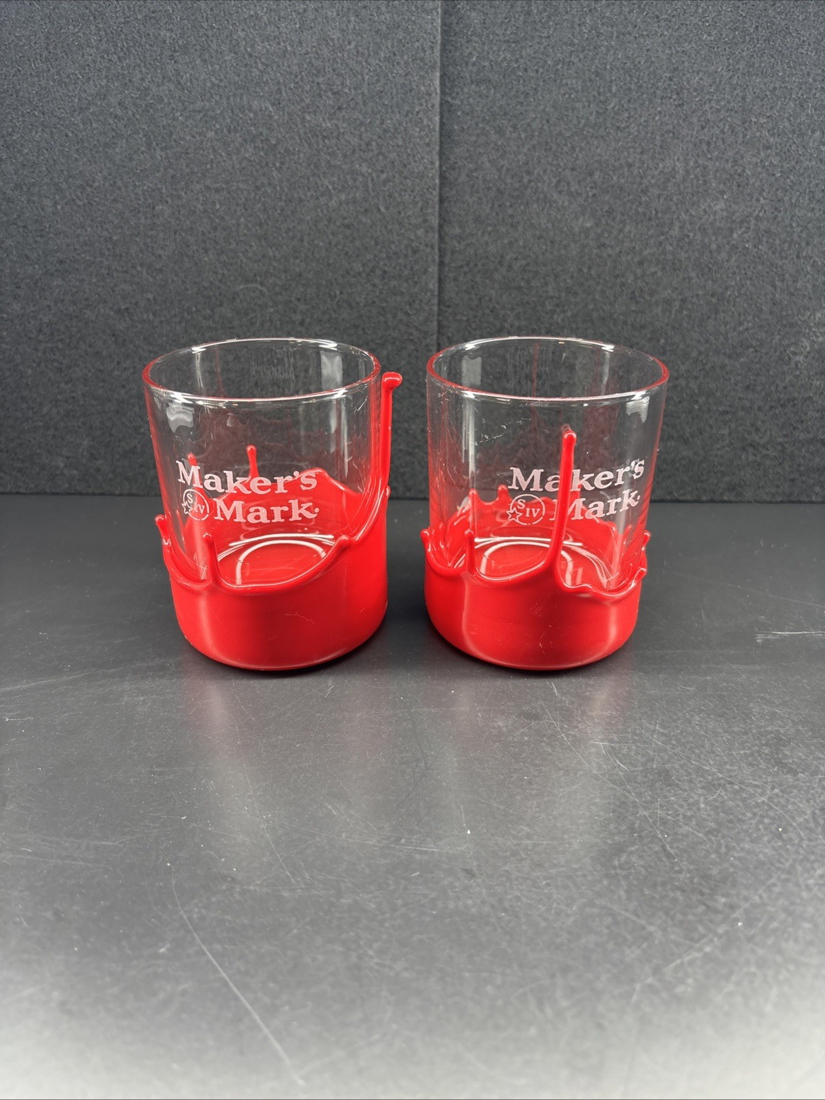 Pair Of 2 Makers Mark Tennessee Rocks Glasses Wax Dip Collectible Matching Set