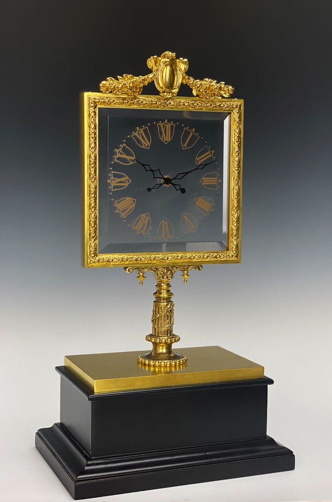 French Robert Houdin Glass Dial Double Hands Gilt Mystery Magic Mantle Clock