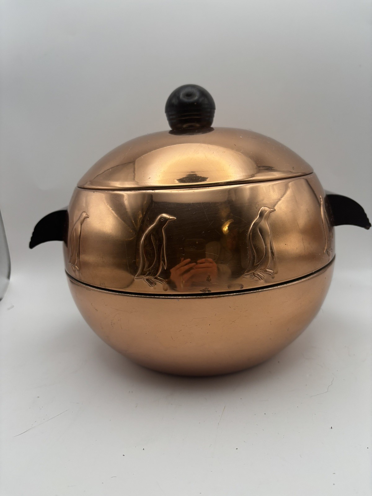 Vintage West Bend Penguin COPPER Hot & Cold Server Ice Bucket USA 1950s LOOK