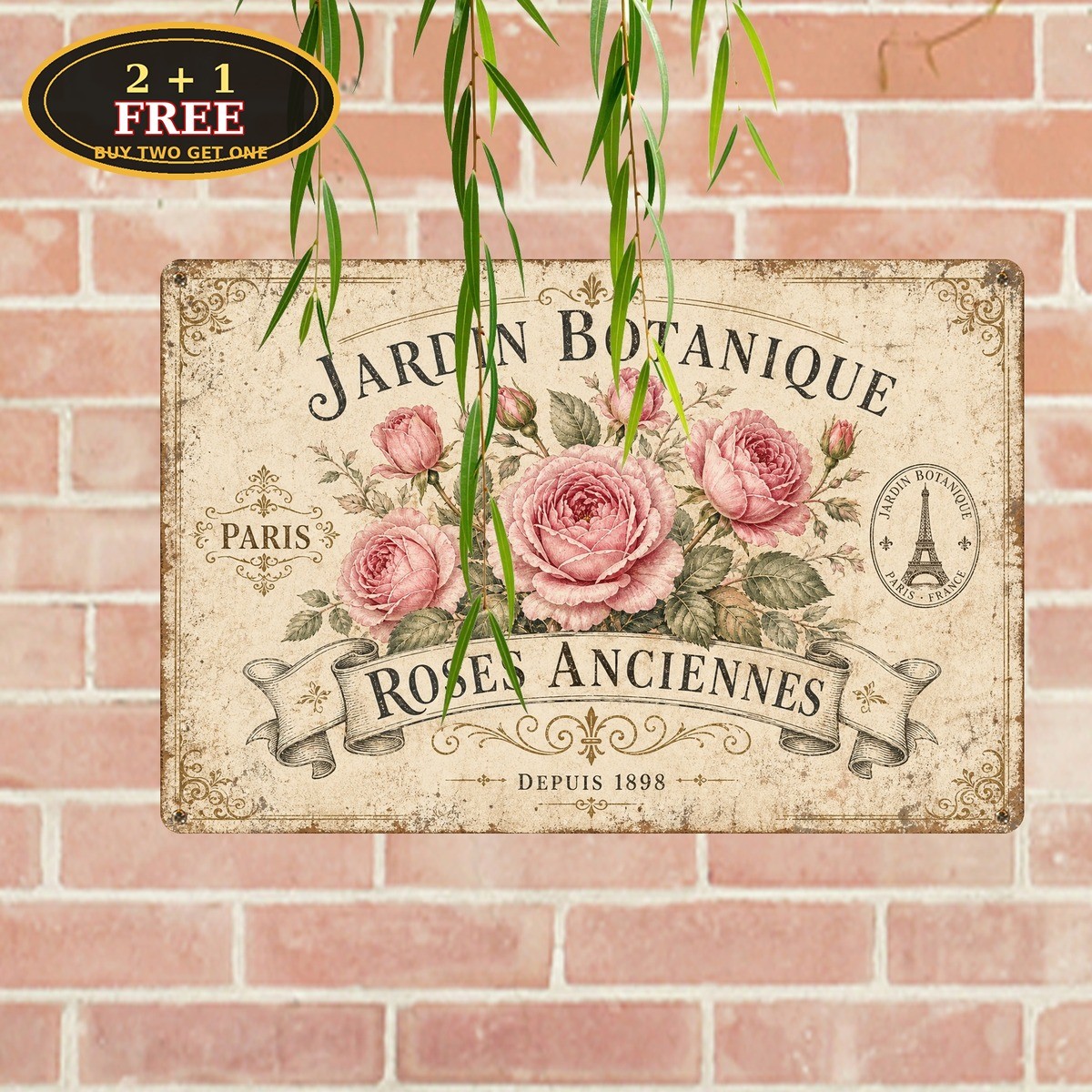 Parisian Floral Antique French Garden Flower Shop Sign