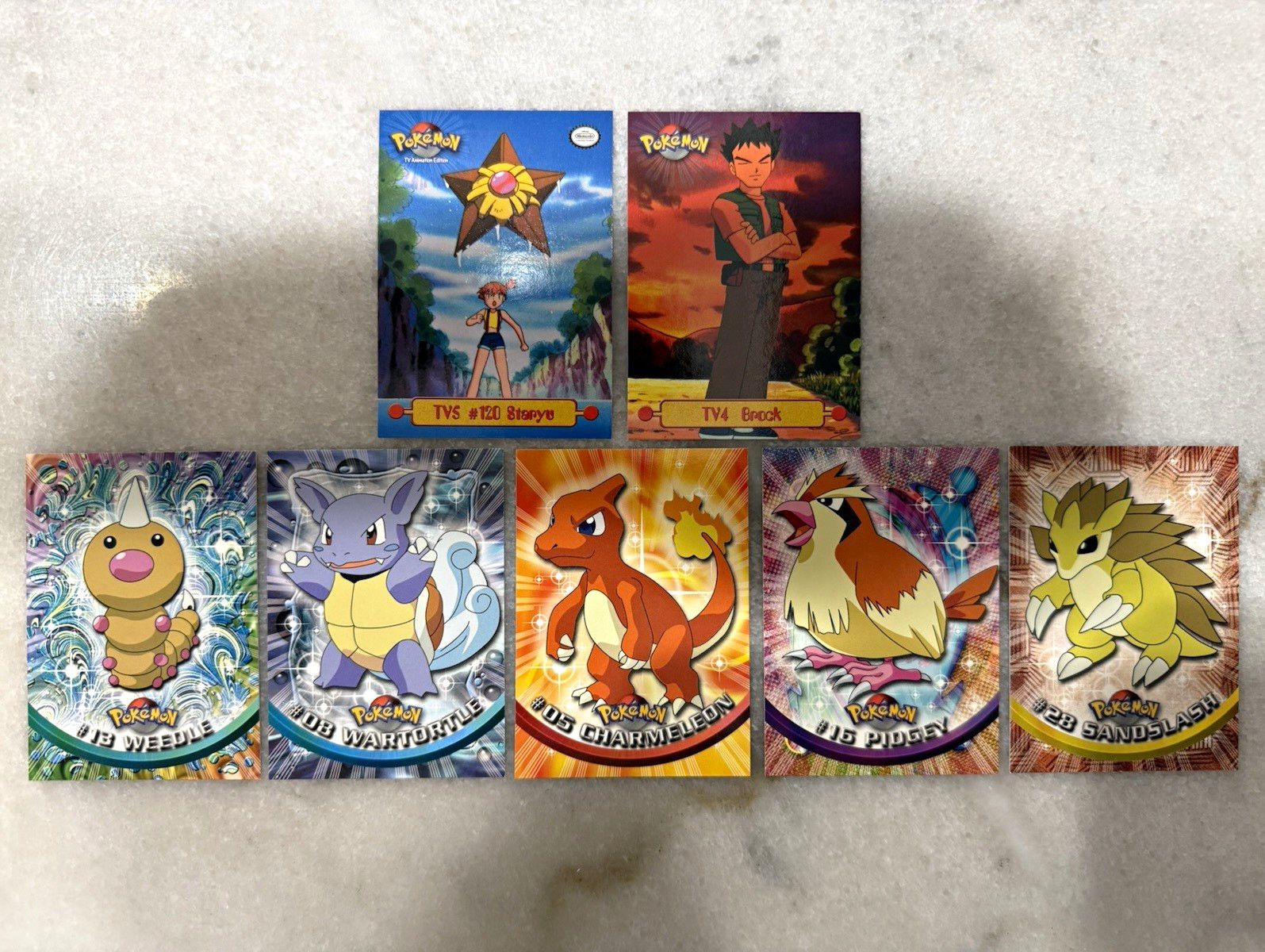 1999 Pokémon TV Animation Edition 7-Card Lot (Weedle Brock Misty Charmeleon)