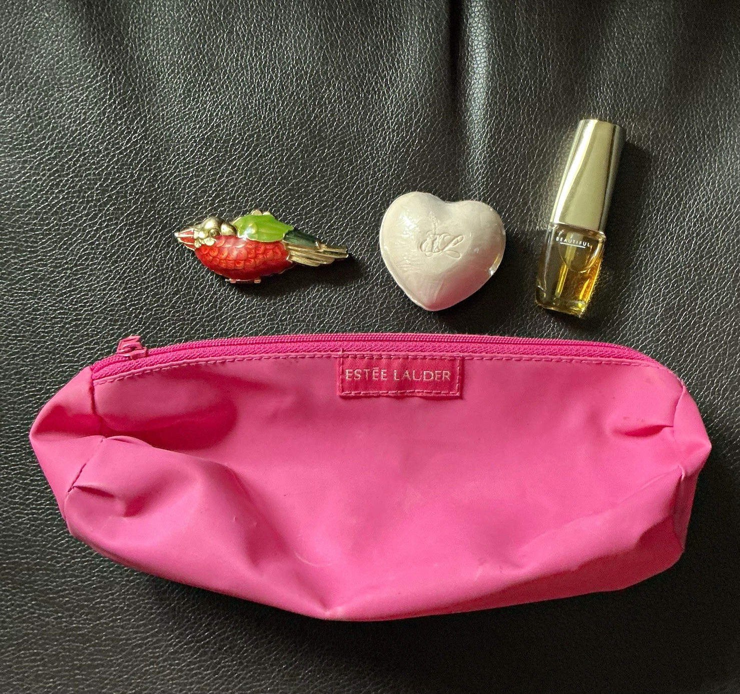 Estée Lauder Beautiful Set: 0.16oz Parfum Spray, 1oz Soap, Bird Compact, Pouch