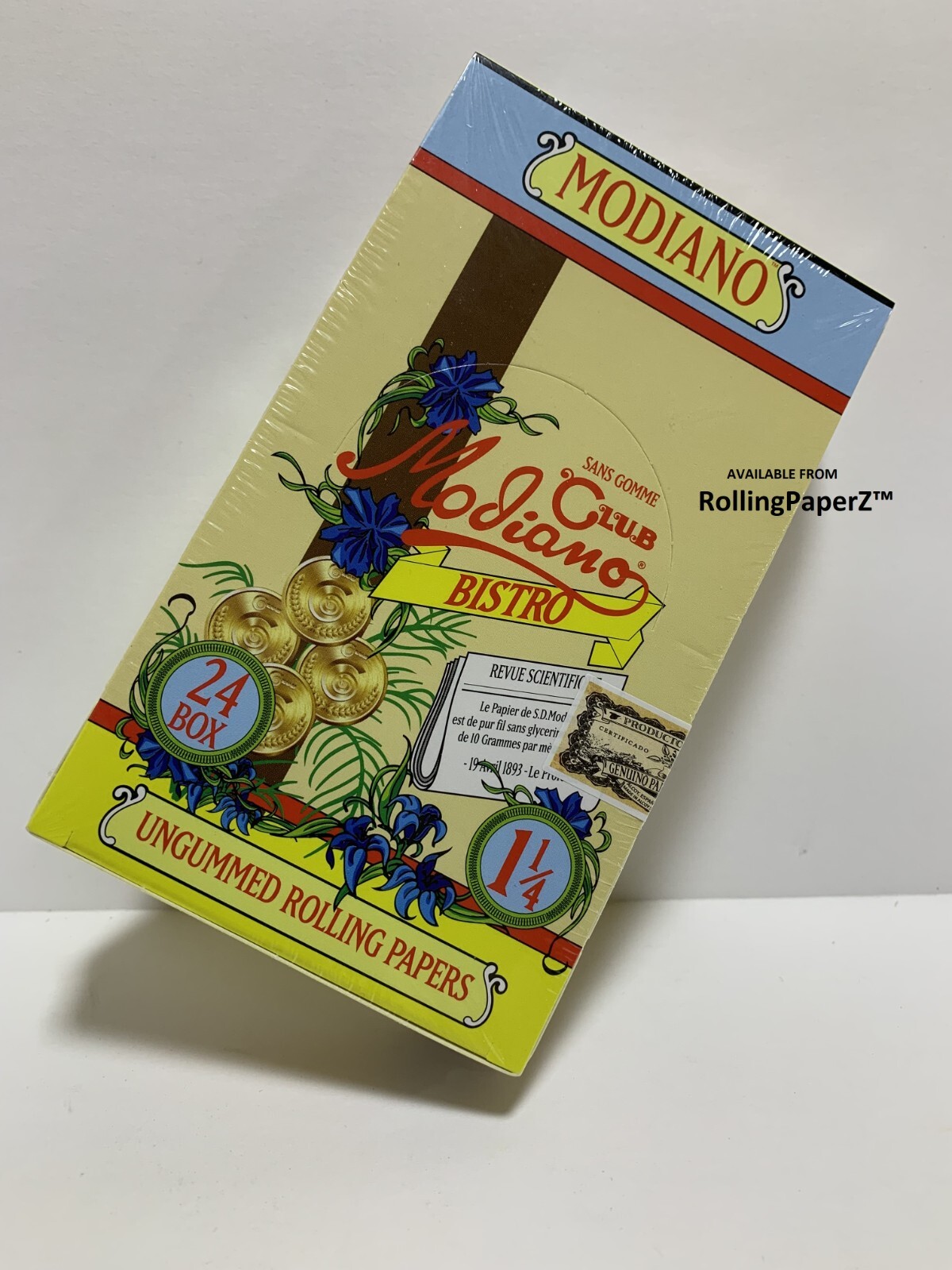 24 Packs Fully Sealed Box 1 1/4 Modiano Club Bistro Rolling Papers 79mm Ungummed