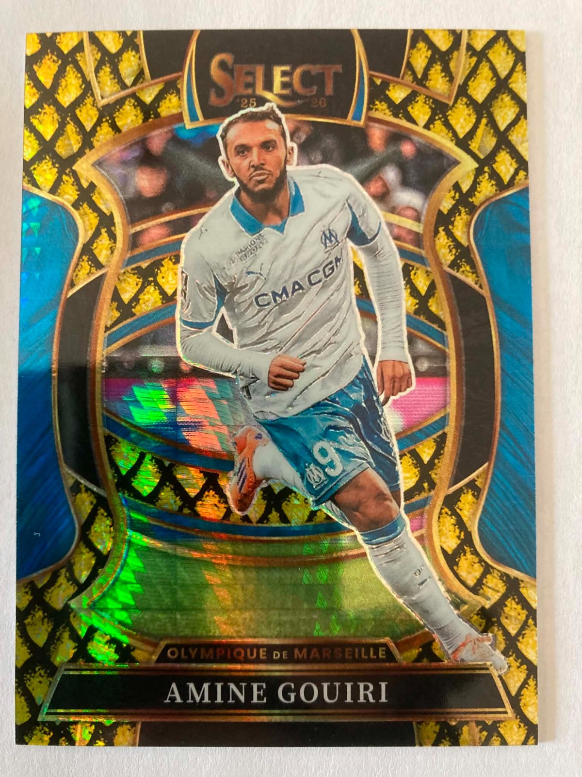 2025-26 Panini Select Ligue 1 Gold Dragon Scale Prizm Terrace Amine Gouiri /10