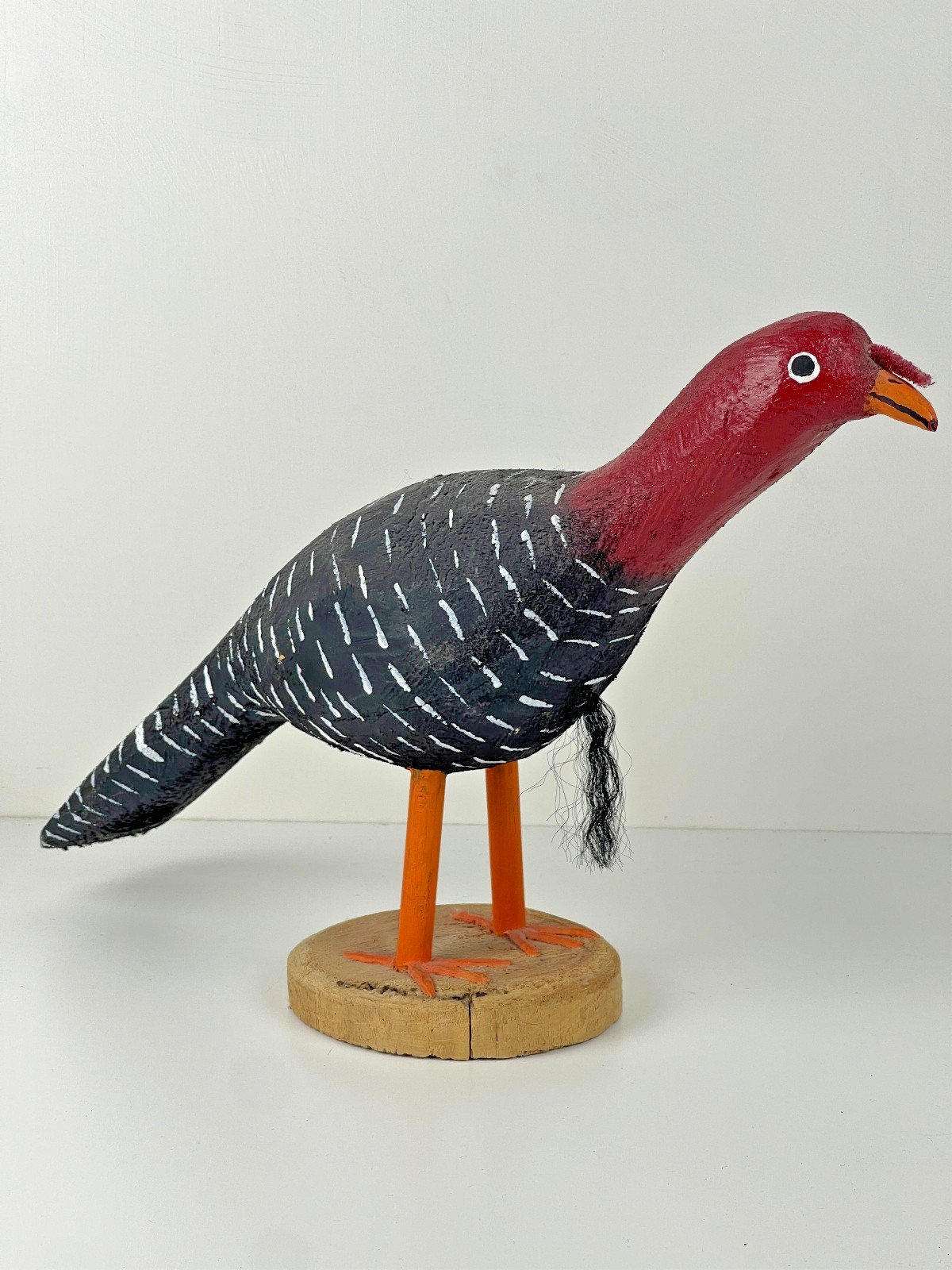 Folk Art Vintage Primitive Wood Sculpture Navajo Turkey Les Herbert Signed