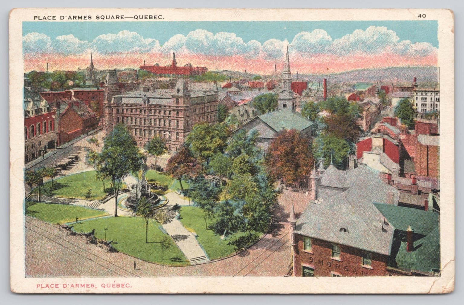 Vintage Quebec City Place d\'Armes Square Canada Street View Postcard