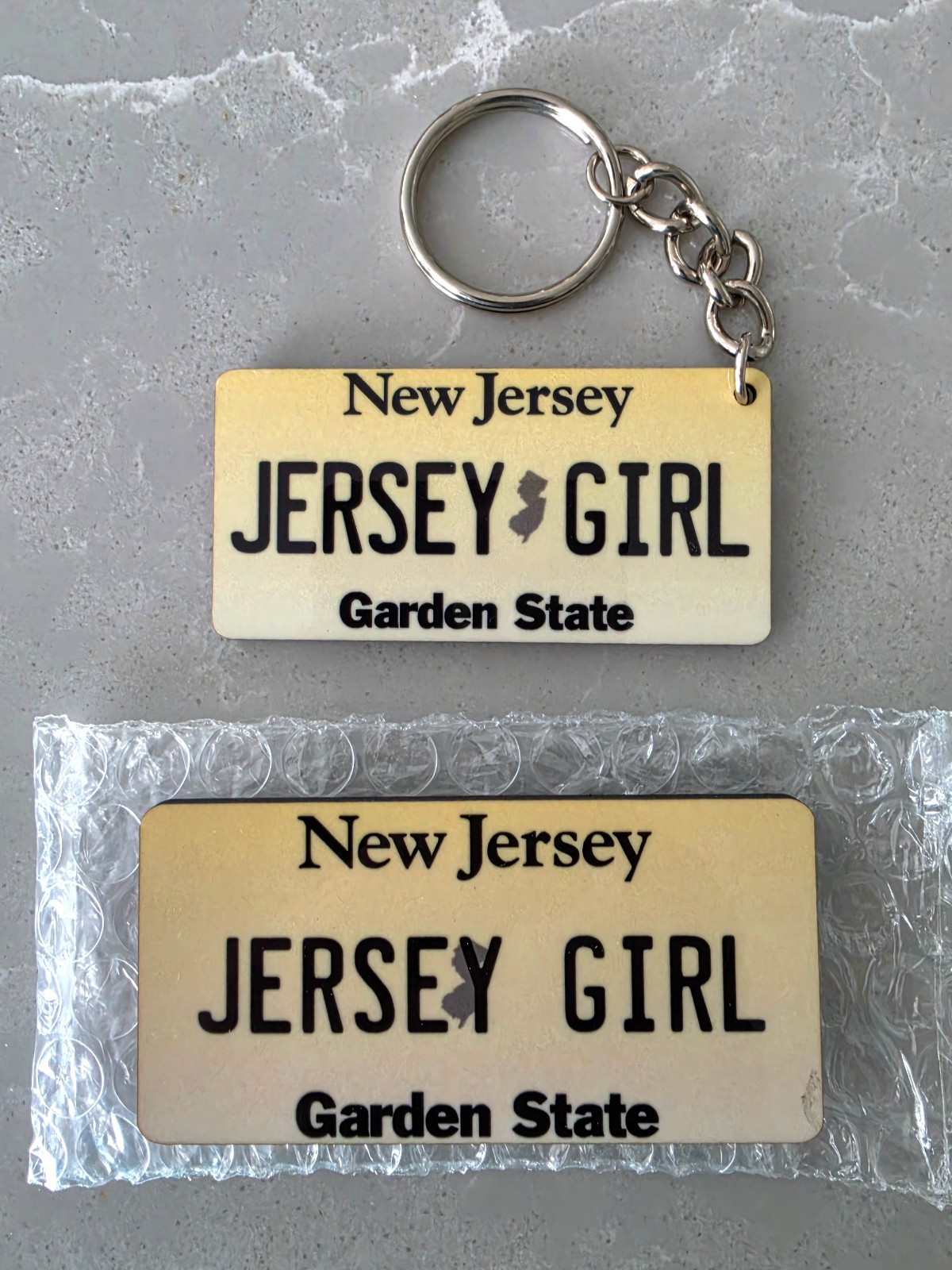 NEW - Jersey Girl keychain & magnet set - New Jersey license plate