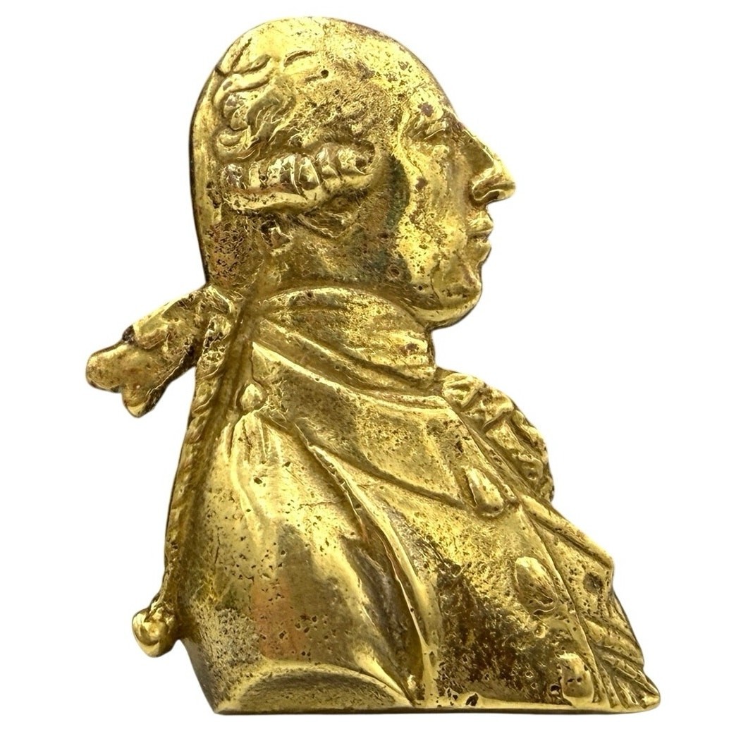 Vintage George Washington Brass Tone Metal Bust Paperweight Americana Desk Decor