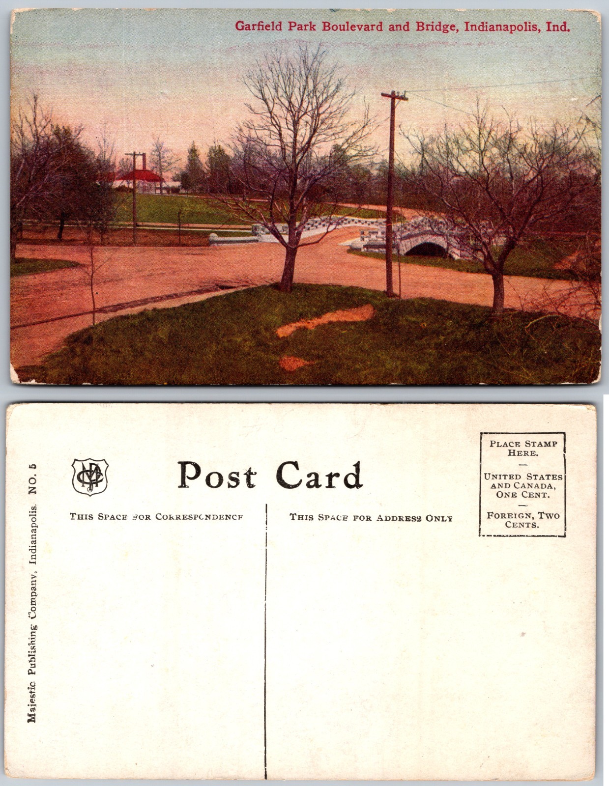 Garfield Park Boulevard Bridge Indianapolis IN Postcard