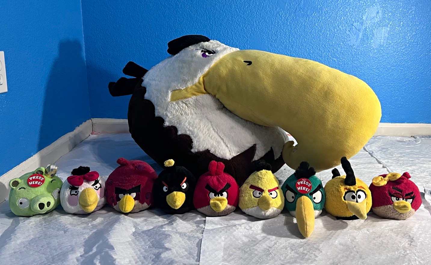 Angry Birds Plush Lot With Mighty Eagle Jumbo Plush RARE