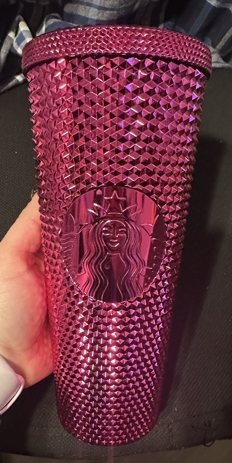 Starbucks 2022 Christmas Pink Bling Studded Tumbler 24 oz Cold Cup No Straw