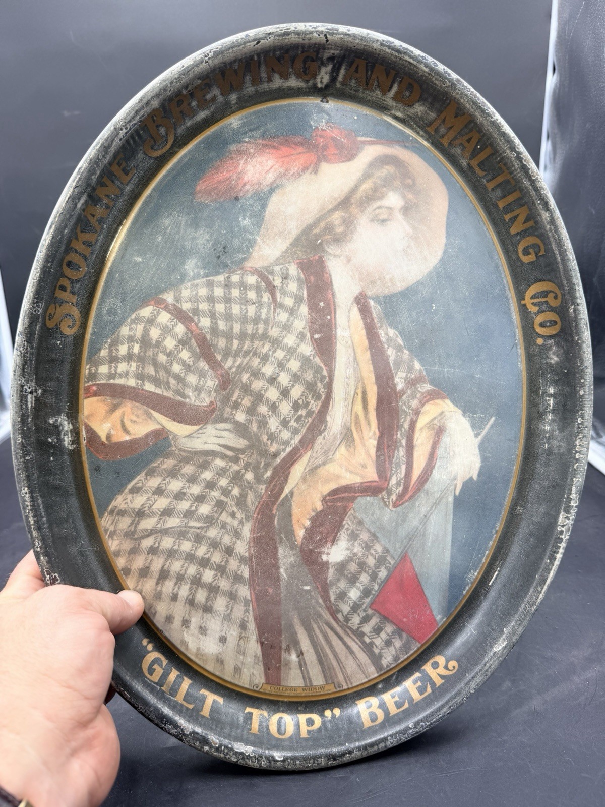 RARE Pre Pro Gilt Top Beer Tray Spokane Brewing & Malting Co.