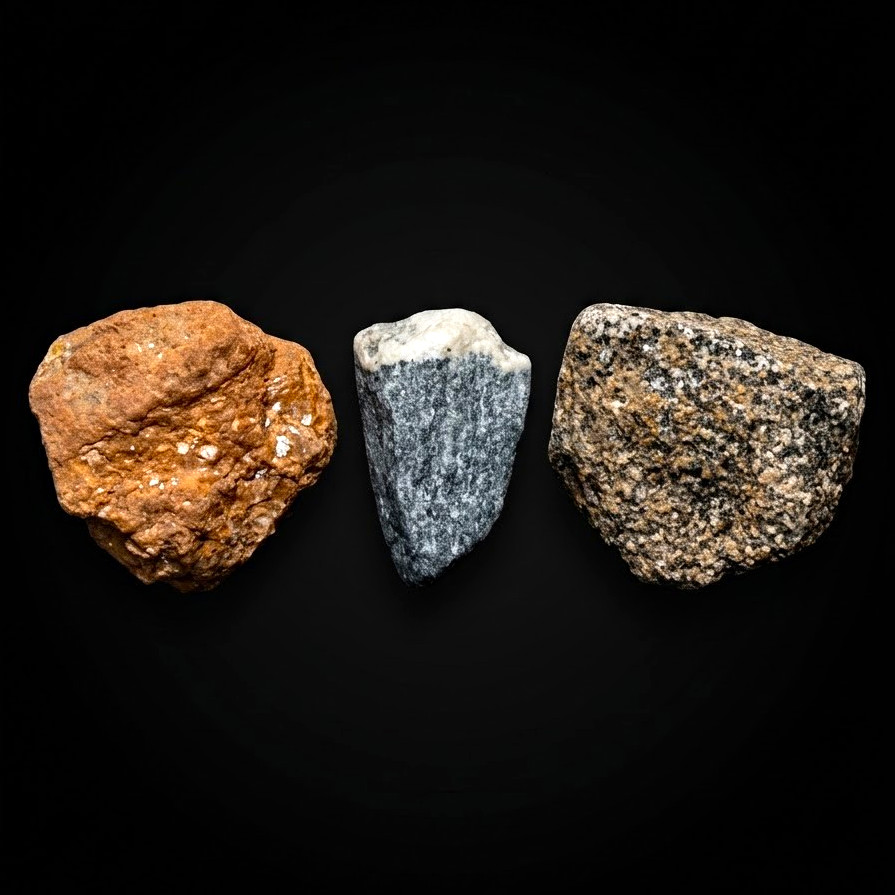 1 Magnetic Rock Specimen  High Mica Content Quartz Matrix Natural Minerals 3pc