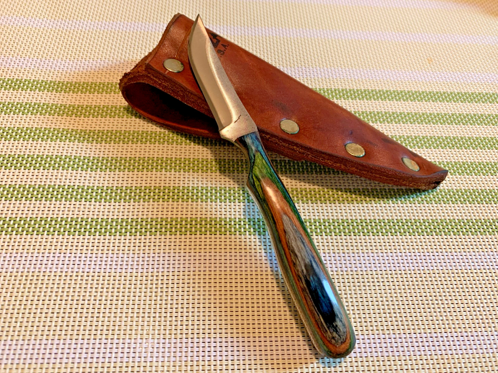 Vintage ANZA USA Fixed Blade Knife from File F-1 Unused w/ Leather Sheath 5-5/8