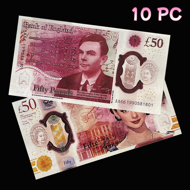 ENGLAND, Fantasy Notes 50 pounds 10Pcs, Audrey Hepburn, Alan Turing, UNC