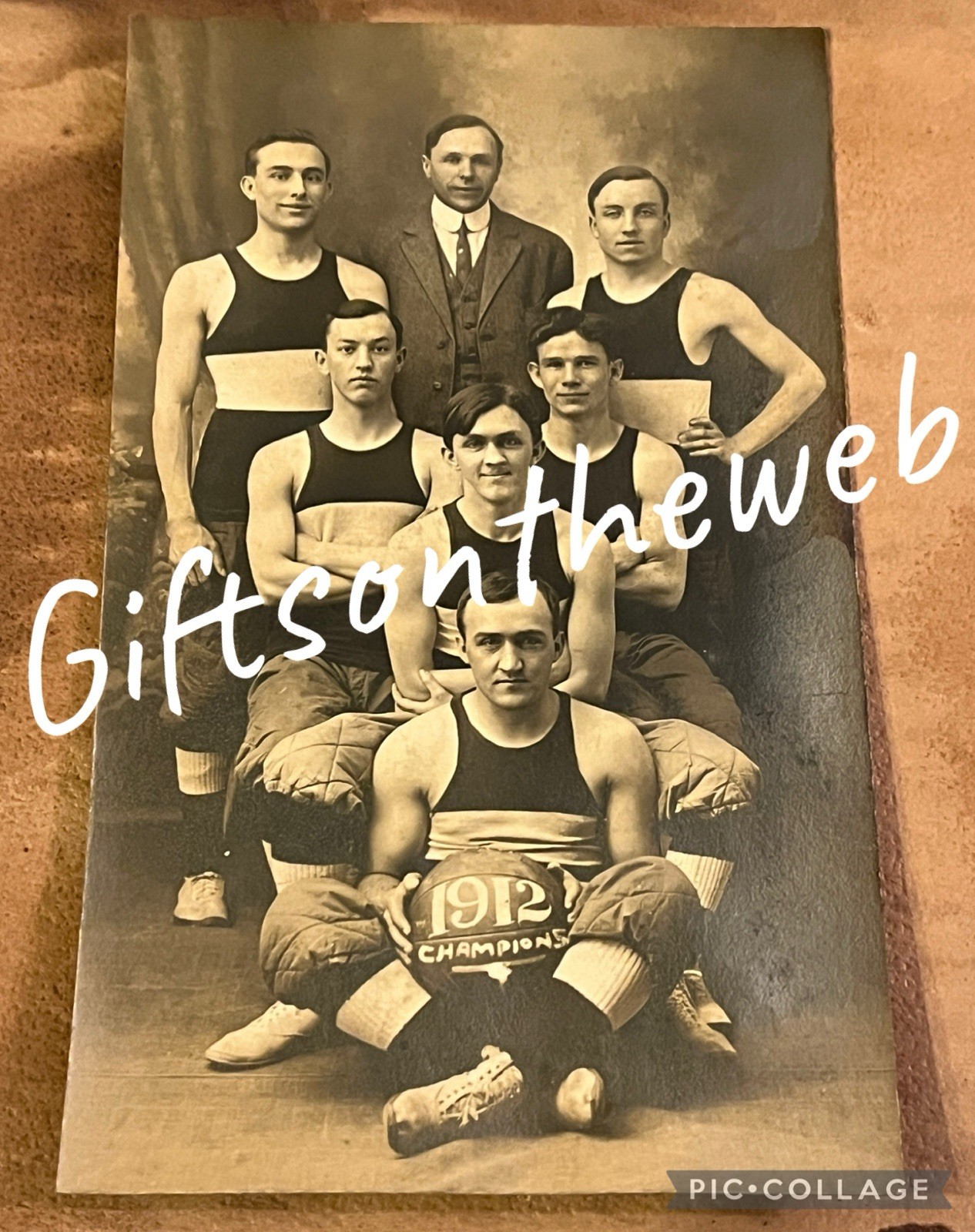 Antique Vintage Basketball Team Photo 1912 Championship Photograph Rare