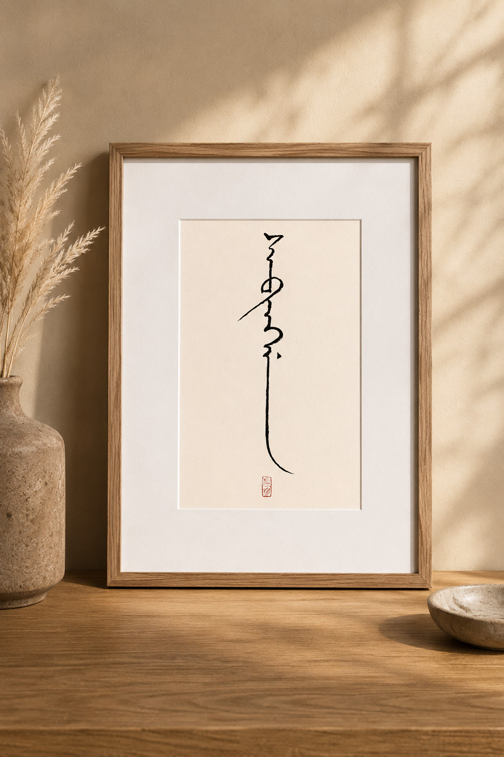 Original Manchu Calligraphy Wall Art Hand Painted Matted 11x14 Good Luck Gift