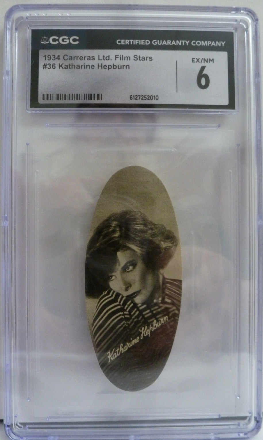 1934 Carreras Ltd. Film Stars Katharine Hepburn #36 CGC 6.0 EX/NM