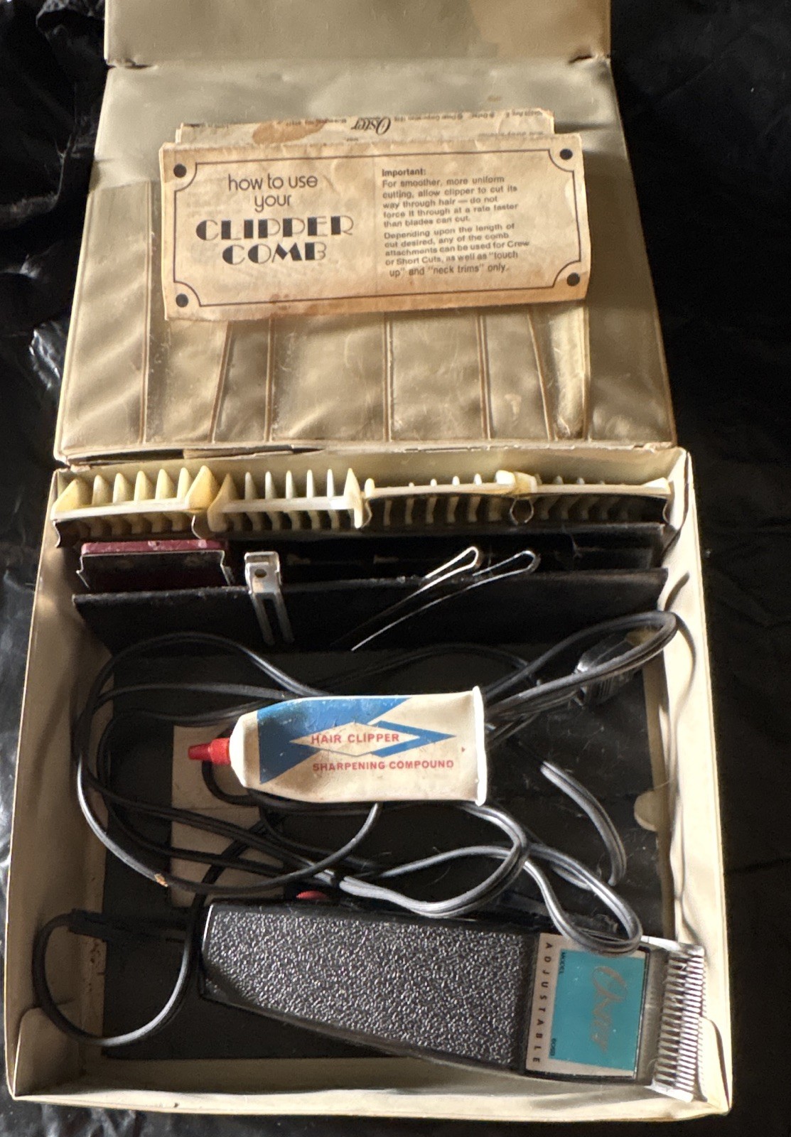 Vintage Oster  Adjustable Electric Hair Clipper w/ Case,  Attachments