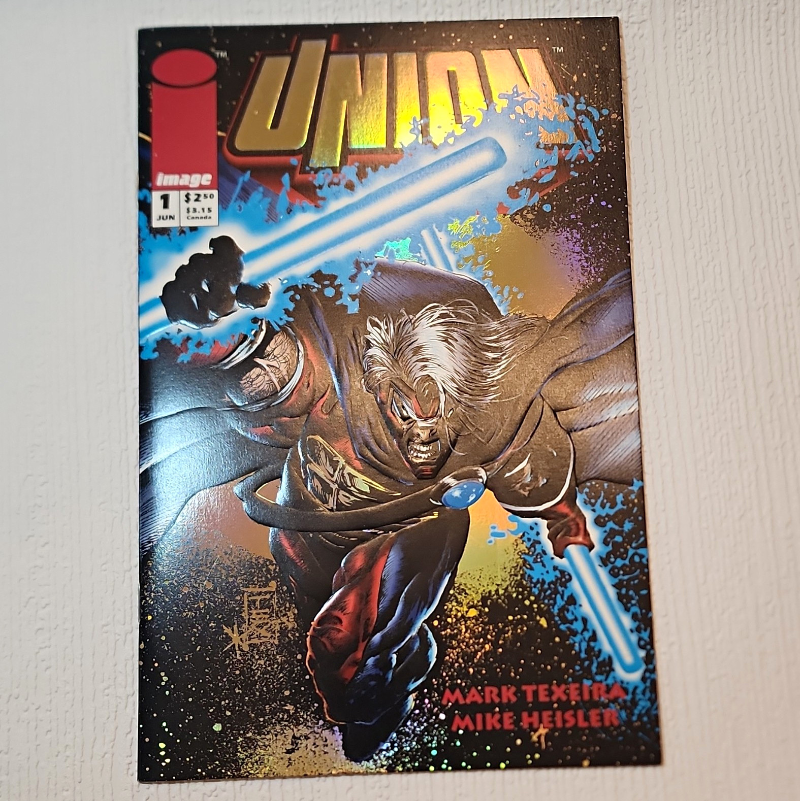 Union 1 (1993) Image Comics 1st App Union Gold Foil Embossed Mark Texeira NM