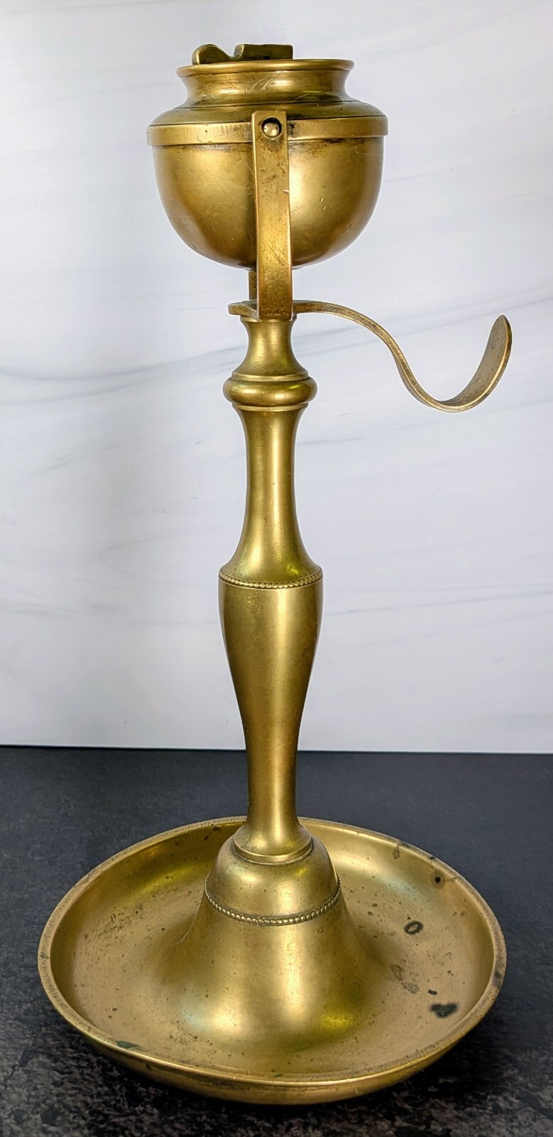Antique Solid Brass Whale Oil Lamp Cardan Gimbaled Ship Table Lamp 9.5