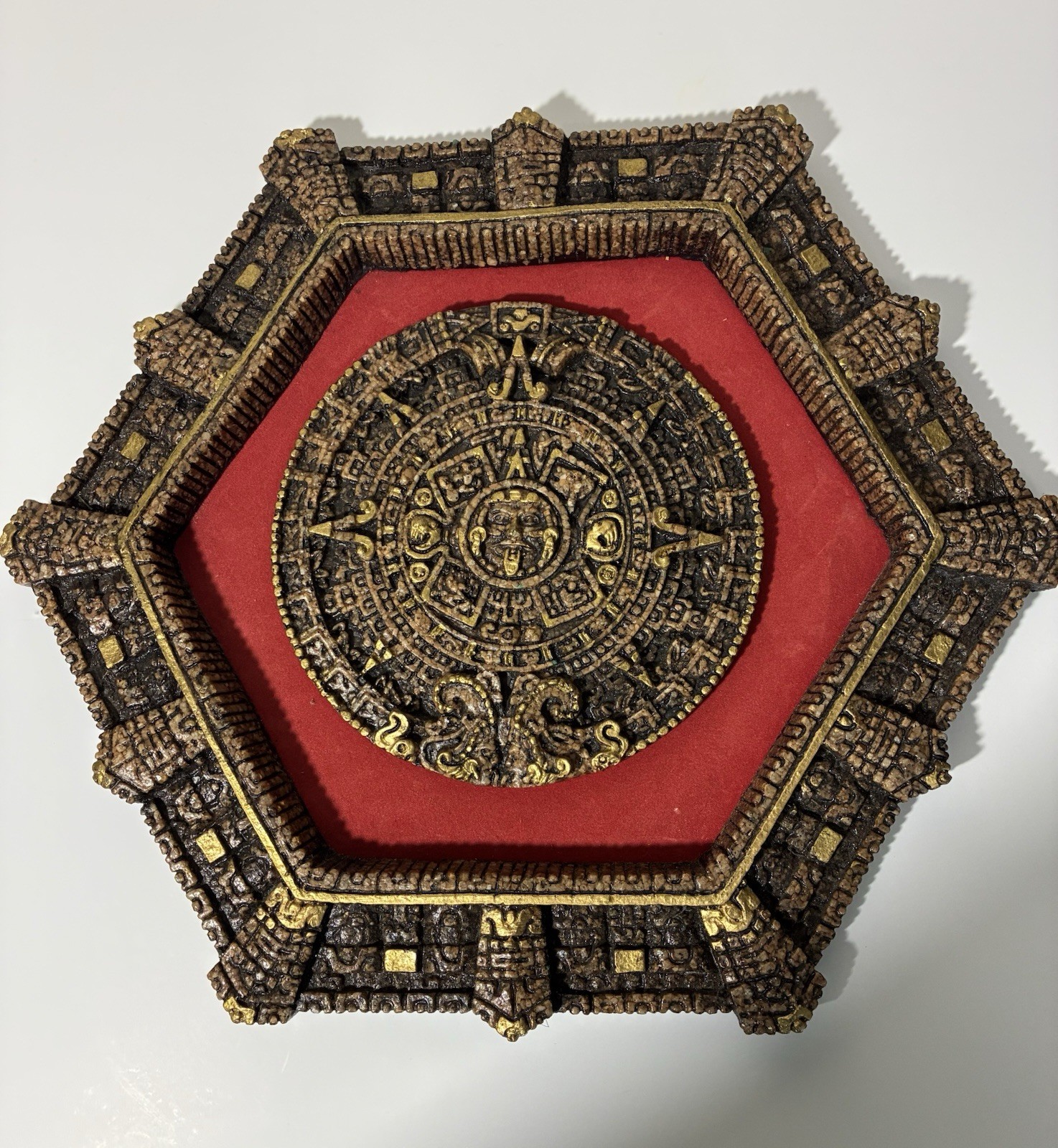 Vintage  Mayan/Aztec Mexican Resin Wall Plaque 1960’s 15x13”