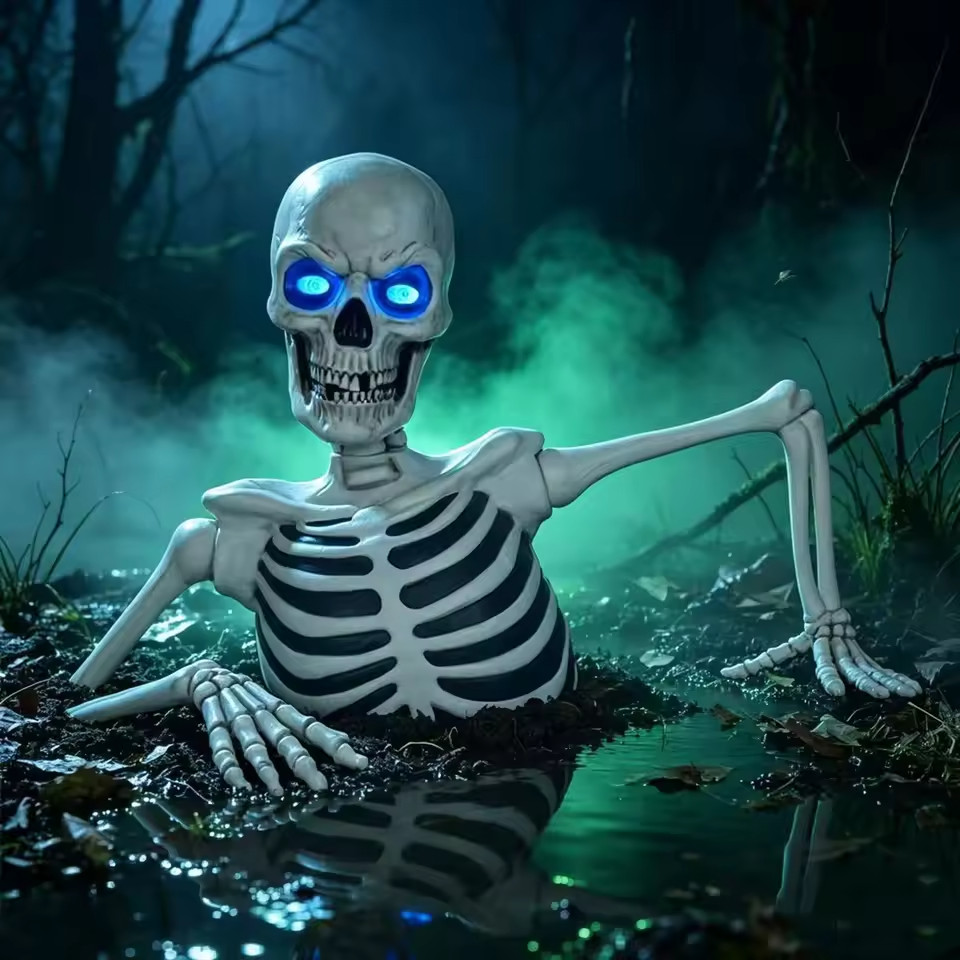 Giant Halloween Skeleton Outdoor Yard Decor, Ground Breaking Skeleton LED Eyes, Giant Halloween Skeleton Outdoor Yard Decor, Ground Breaking Skeleton LED Eyes,