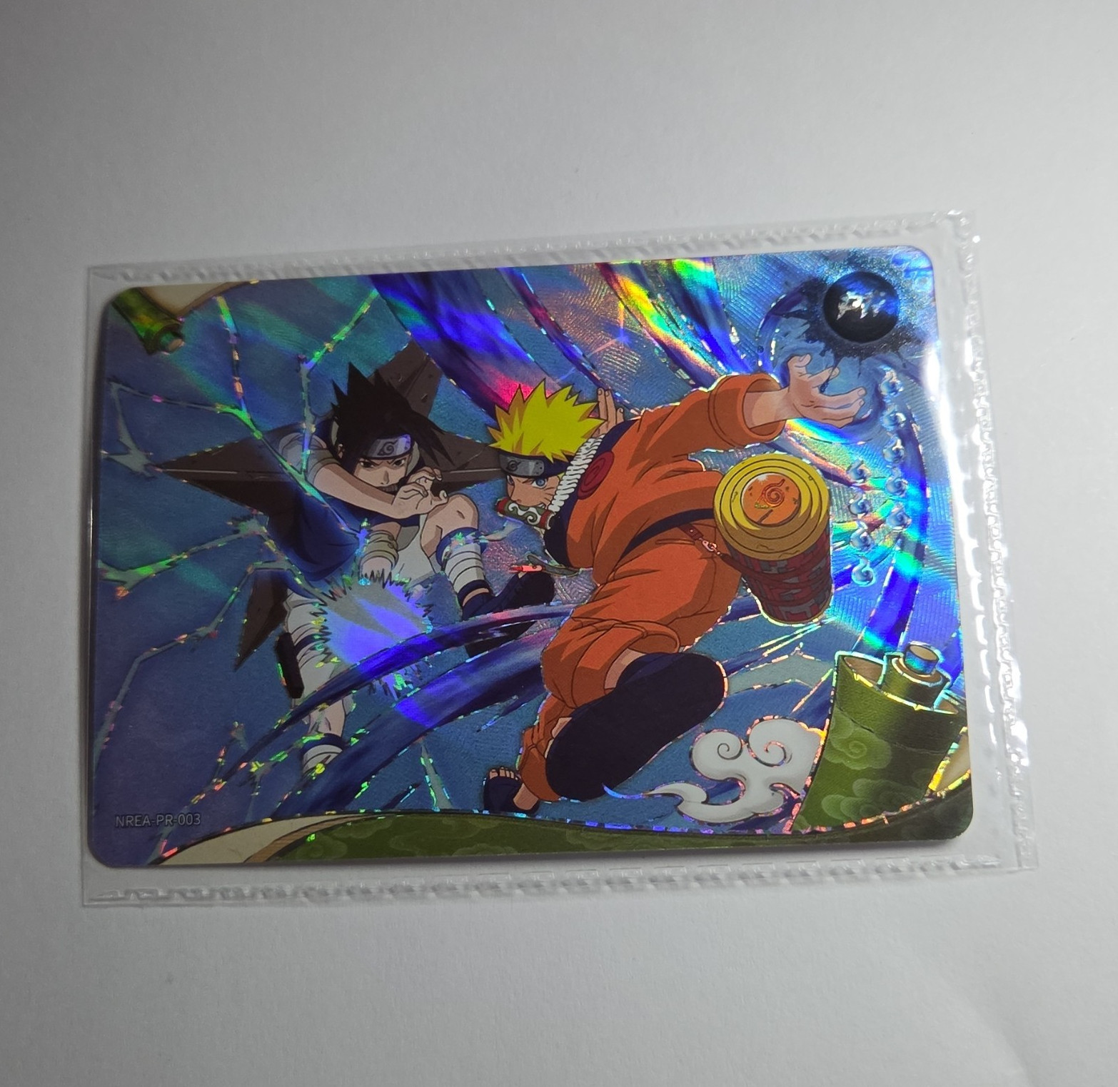 MAYOU Naruto Naruto Uzumaki Sasuke Uchiha Promo Holo Card 2002 NREA-PR-003