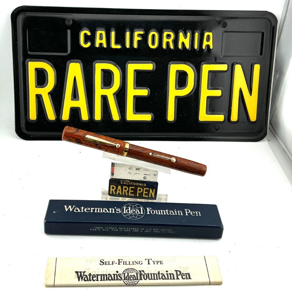 Vintage WATERMAN 56 RIPPLE Hard Rubber Fountain Pen 14K #6 Med nib Minty Boxed