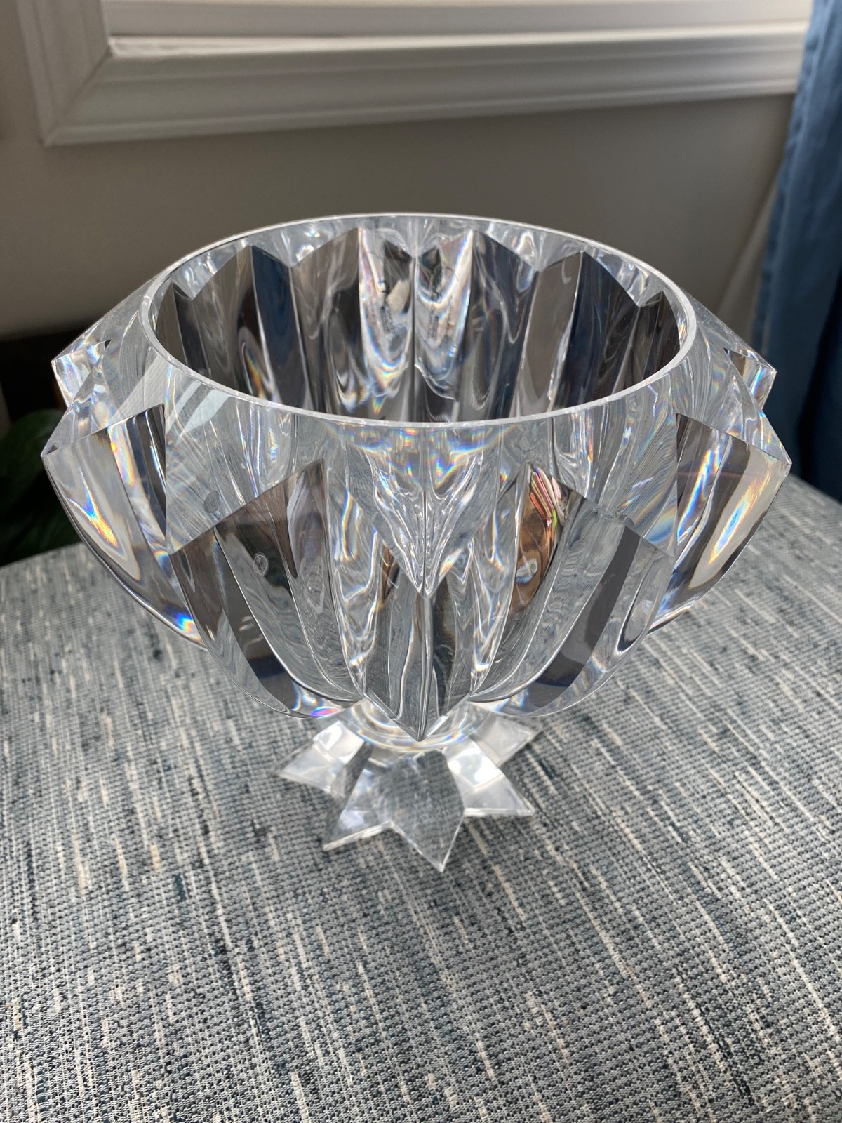 Vtg Grainware Carlisle Judith Kruger Lucite Fruit Bowl/Vase Tiara Line Starburst