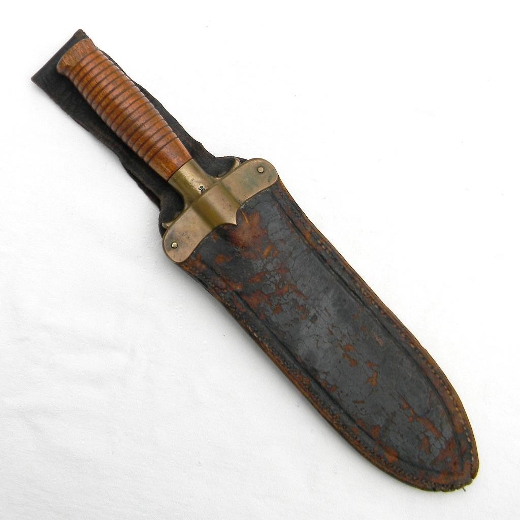 USA Indian Wars Springfield M1880 HUNTING KNIFE brass guard type, orig scabbard