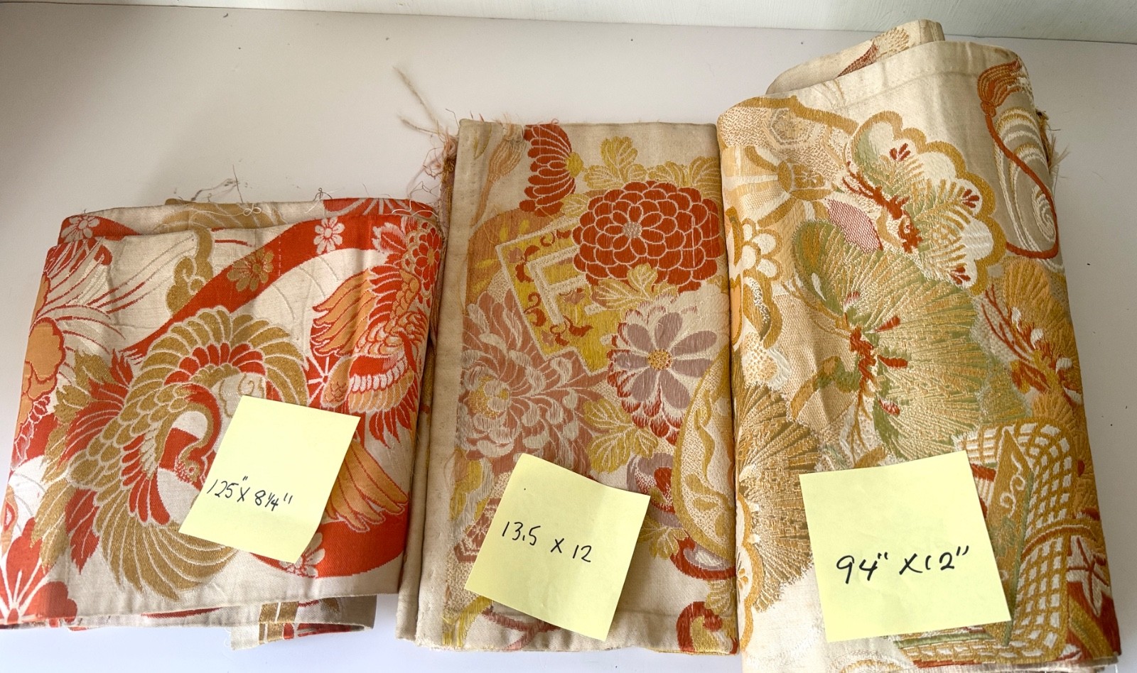 VTG  Extra Large 3pc Japanese Obi  Kimono Silk  Belts