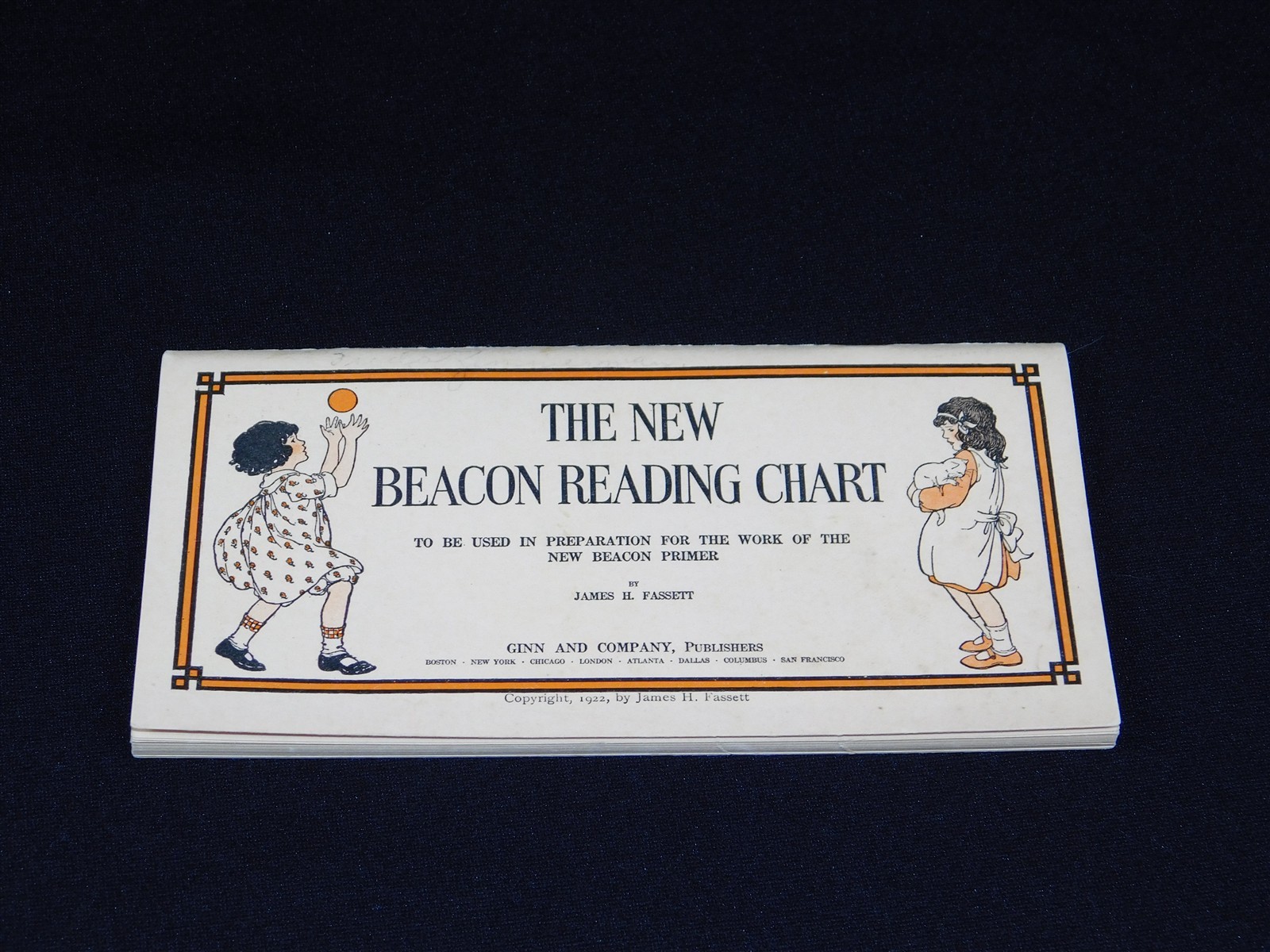 Antique The New Beacon Reading Primer Chart 1922 Blanche Fisher Wright Illus.