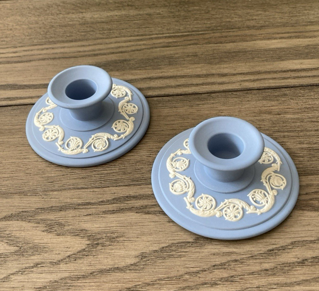 Vintage Pair of Wedgwood Jasperware Candle Stick Holders