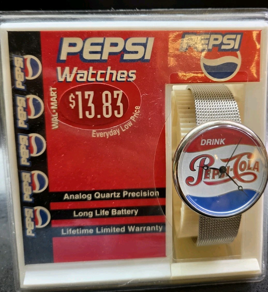 Vintage Pepsi Cola wal mart exclusive watch with display case (needs Battery) 