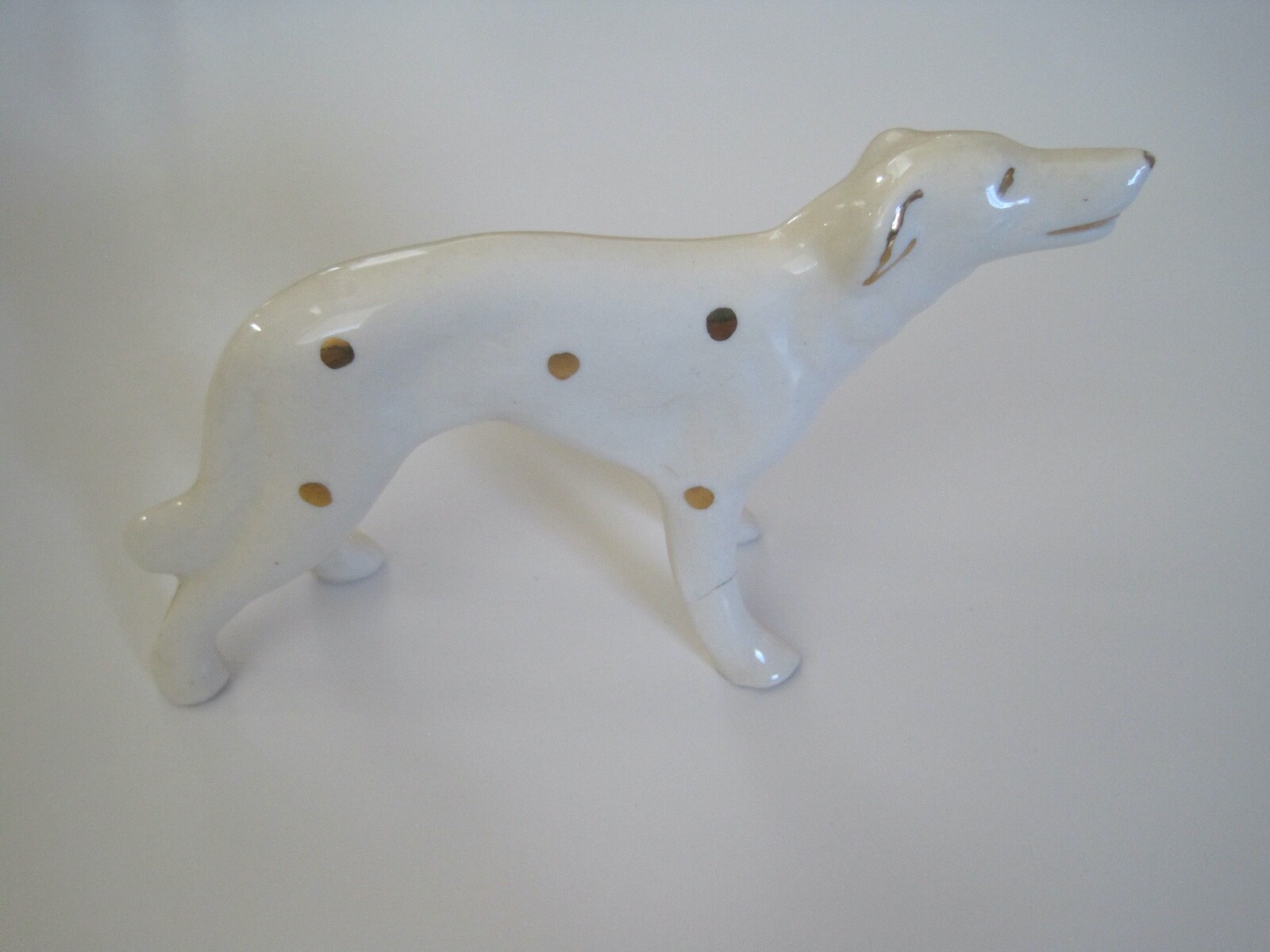 Borzoi Figurine Gold Spots Antique 6.5